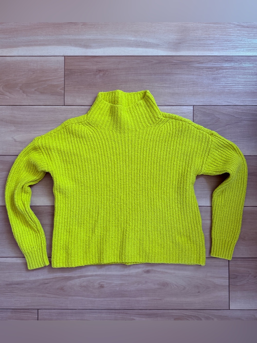 Anthropologie Mock Neck Sweater Chartreuse Green Size Small